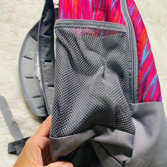 Adidas Load Spring Stipes Backpack School Bag Gray Pink Orange Blue - Picture 3 of 13